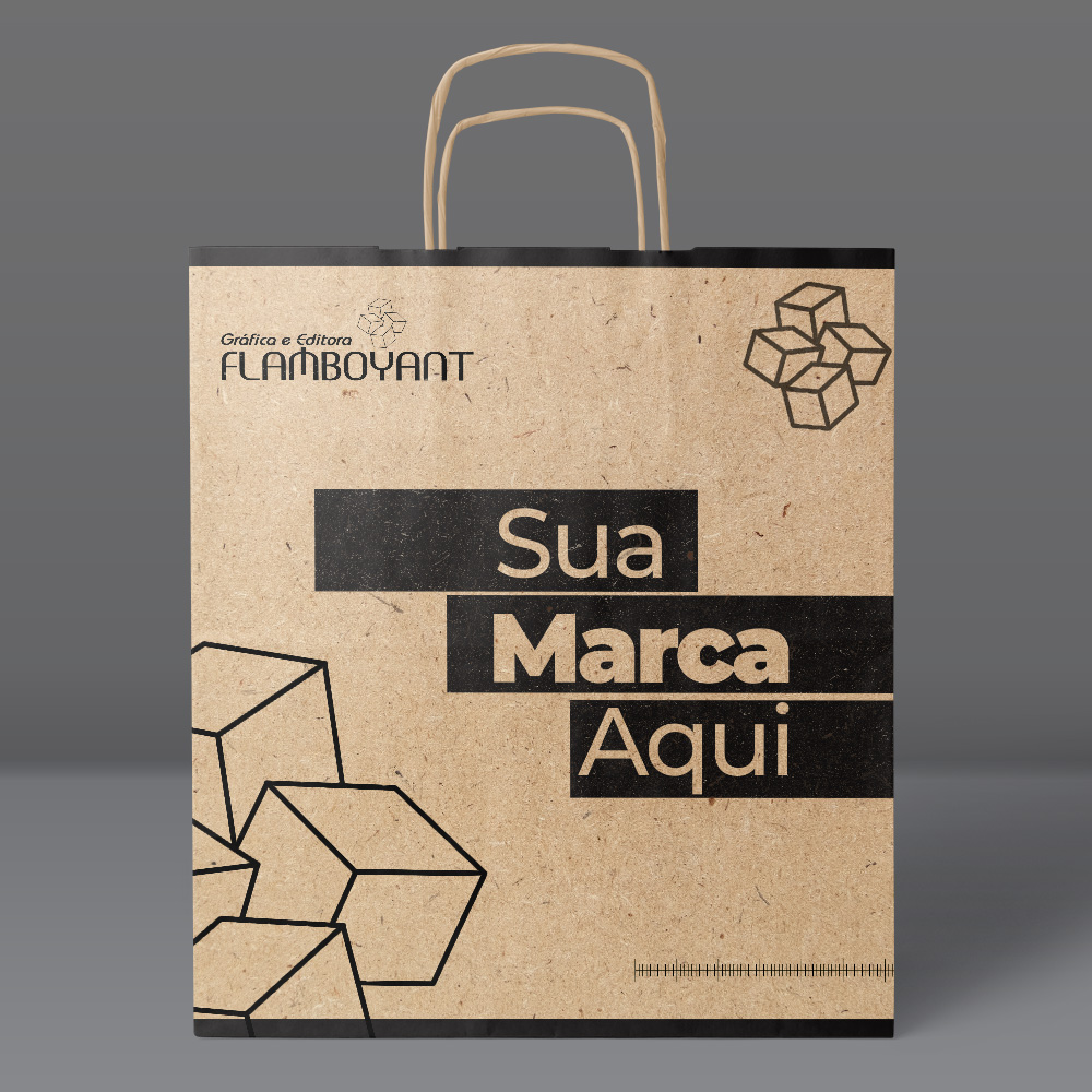 Sacola kraft sustentável com impressão preta